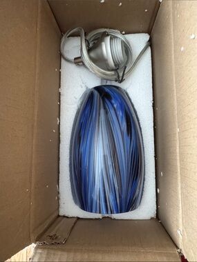 Karyfine Blue Swirl Hand Blown Glass Pendant Light Fixtures